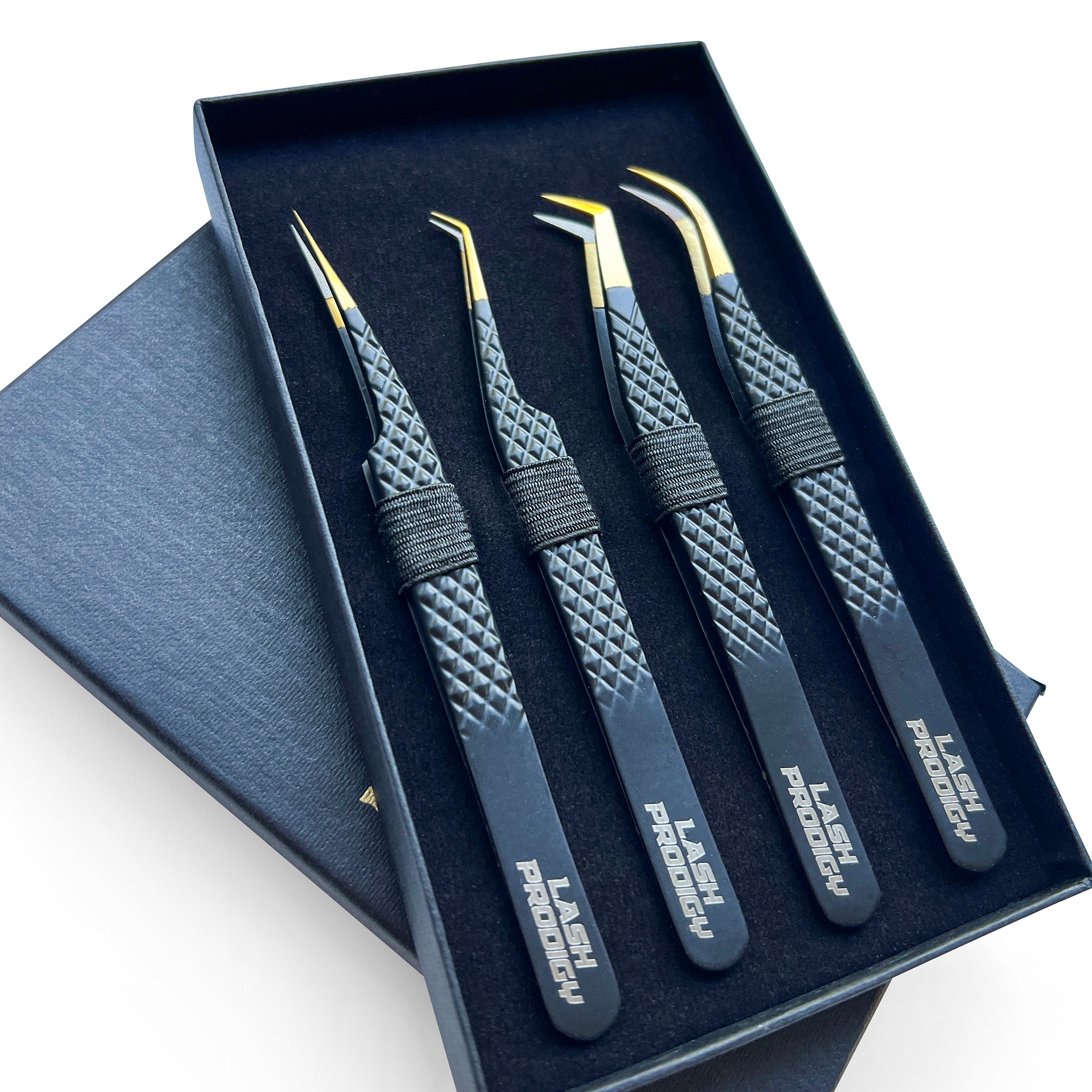 Matte Black Gold Nano Tip Tweezer Kit