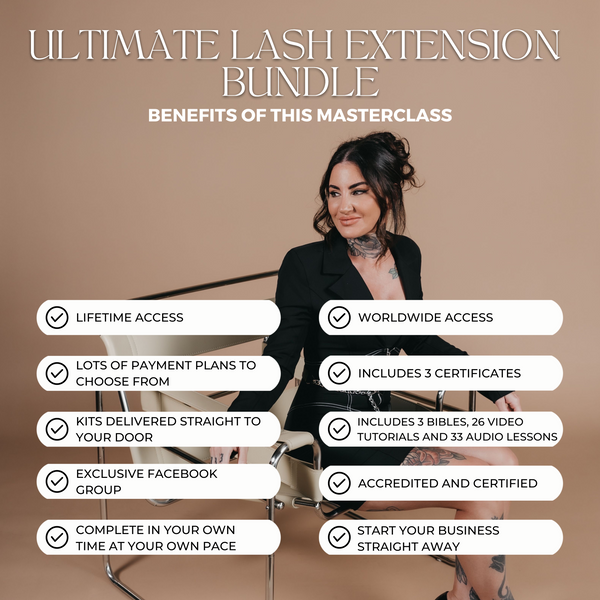 The Ultimate Lash Extension Bundle (Classic, Hybrid,Handmade Russian Volume 3D-10D) Course